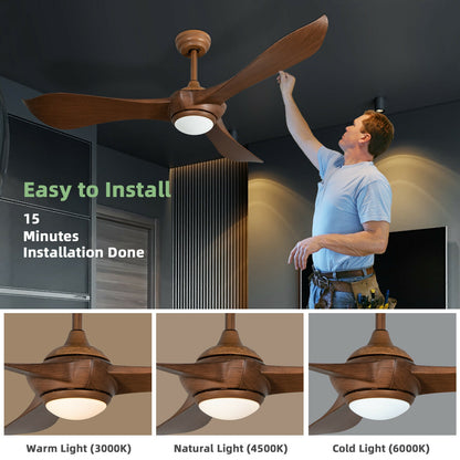 52 Inch Ceiling Fan with Light & Reversible DC Motor for Year-Round Comfort