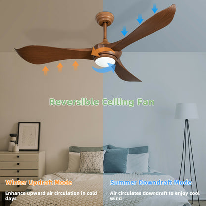 52 Inch Ceiling Fan with Light & Reversible DC Motor for Year-Round Comfort