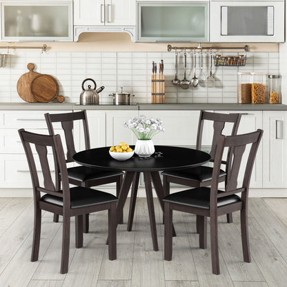 Set of 2 Upholstered Dining Chairs with Rubber Wood Frame and Comfortable Padded Seat - Brown