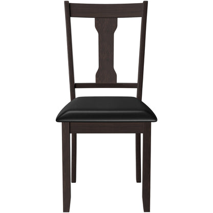 Set of 2 Upholstered Dining Chairs with Rubber Wood Frame and Comfortable Padded Seat - Brown