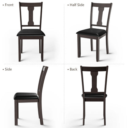 Set of 2 Upholstered Dining Chairs with Rubber Wood Frame and Comfortable Padded Seat - Brown