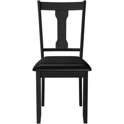 Set of 2 Upholstered Dining Chairs with Rubber Wood Frame and Comfortable Padded Seat - Black