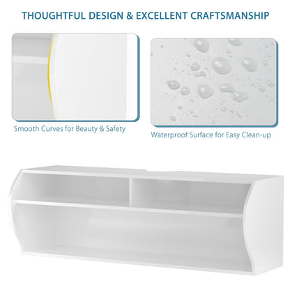 Sleek Wall Mounted Display and Storage Shelf with Open Tiers – White
