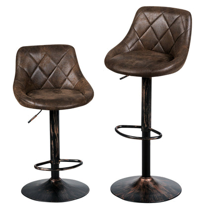 Adjustable Counter Height Swivel Bar Stools with Back Support and Footrest, Set of 2