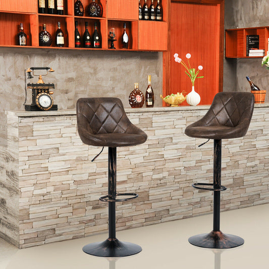 Adjustable Counter Height Swivel Bar Stools with Back Support and Footrest, Set of 2