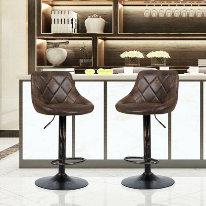 Adjustable Counter Height Swivel Bar Stools with Back Support and Footrest, Set of 2