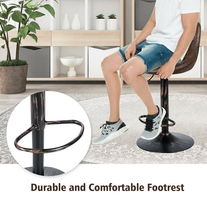 Adjustable Counter Height Swivel Bar Stools with Back Support and Footrest, Set of 2