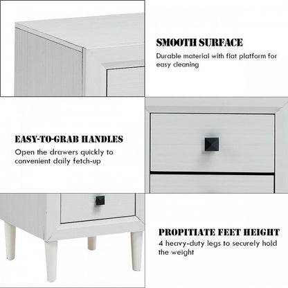 Set of 2 Retro Nightstands with 2 Drawers for Bedroom and Living Room Storage - White