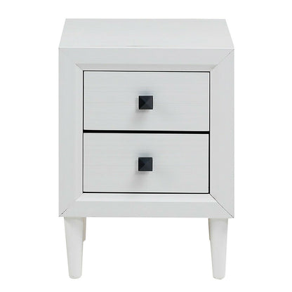 Set of 2 Retro Nightstands with 2 Drawers for Bedroom and Living Room Storage - White