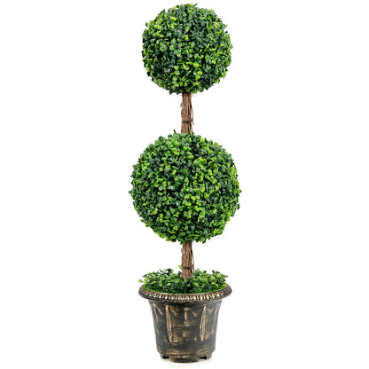 36 Inch Artificial Double Ball Topiary Tree – UV Resistant for Indoor & Outdoor Decor