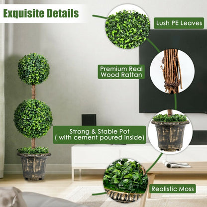 36 Inch Artificial Double Ball Topiary Tree – UV Resistant for Indoor & Outdoor Decor