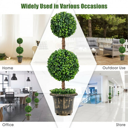 36 Inch Artificial Double Ball Topiary Tree – UV Resistant for Indoor & Outdoor Decor