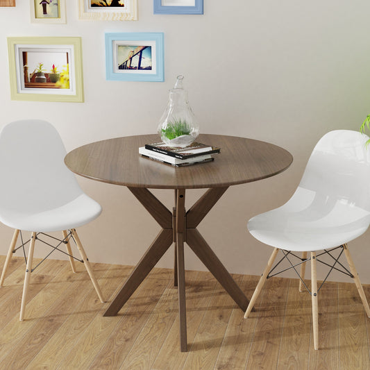 36 Inch Round Dining Table with Solid Wood Base for Kitchen Dining Room or Café