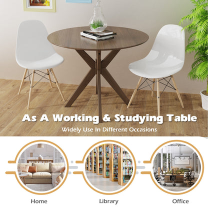 36 Inch Round Dining Table with Solid Wood Base for Kitchen Dining Room or Café