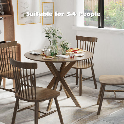 36 Inch Round Dining Table with Solid Wood Base for Kitchen Dining Room or Café