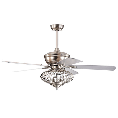 52 Inch Reversible Wooden Blade Ceiling Fan with Remote Control