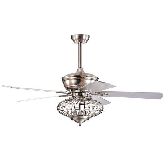 52 Inch Reversible Wooden Blade Ceiling Fan with Remote Control