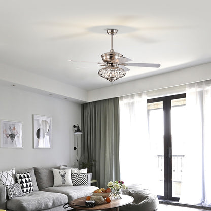 52 Inch Reversible Wooden Blade Ceiling Fan with Remote Control