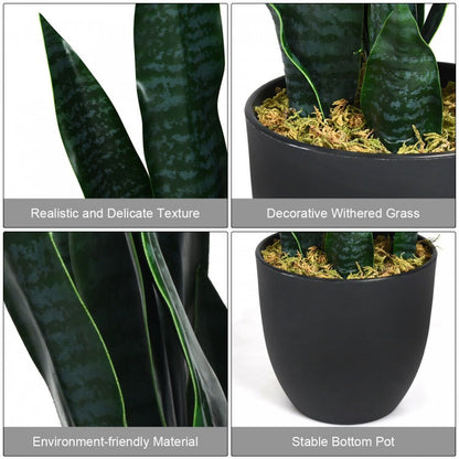 35.5 Inch Realistic Artificial Sansevieria Snake Plant for Indoor & Outdoor Decor