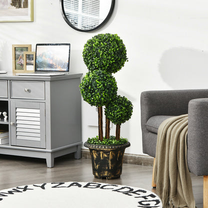 36 Inch Triple Ball Artificial Topiary Tree – UV & Water-Resistant for Indoor and Outdoor Decor