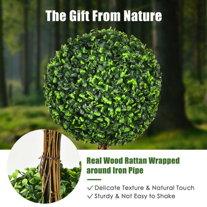 36 Inch Triple Ball Artificial Topiary Tree – UV & Water-Resistant for Indoor and Outdoor Decor