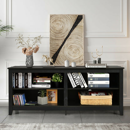 Modern TV Stand with Four Open Cubbies and Adjustable Shelf for TVs up to 65 Inches