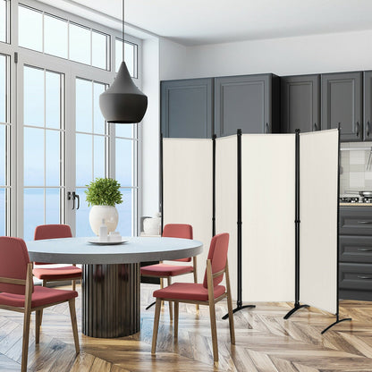 Elegant 4 Panel Folding Room Divider with Sturdy Steel Frame – White