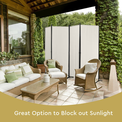 Elegant 4 Panel Folding Room Divider with Sturdy Steel Frame – White