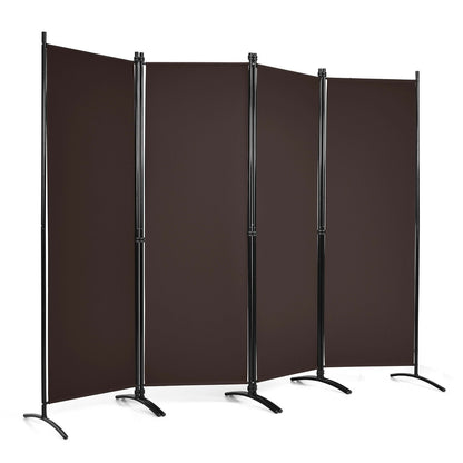 Elegant 4 Panel Folding Room Divider with Sturdy Steel Frame – Brown