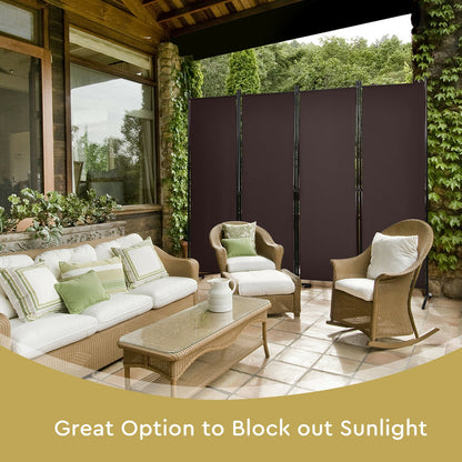 Elegant 4 Panel Folding Room Divider with Sturdy Steel Frame – Brown