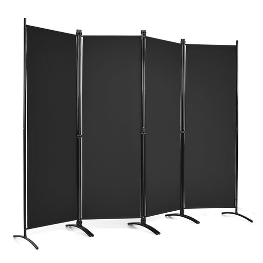 Elegant 4 Panel Folding Room Divider with Sturdy Steel Frame – Black