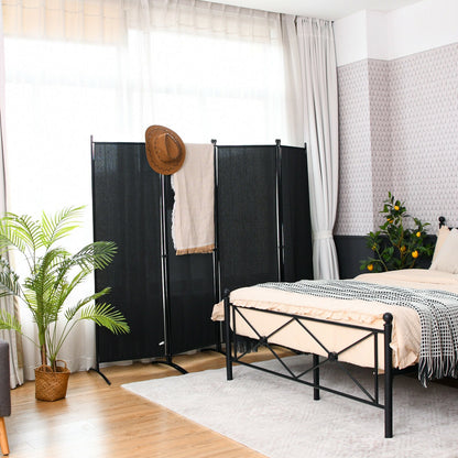 Elegant 4 Panel Folding Room Divider with Sturdy Steel Frame – Black