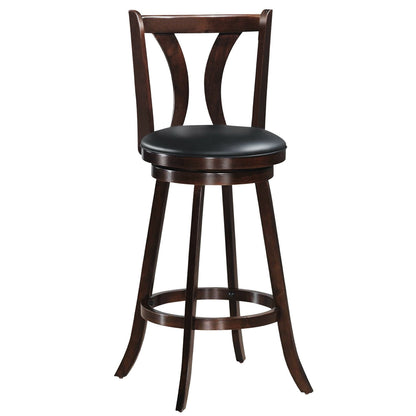 Set of 2 29.5 Inch Swivel Bar Stools with PU Leather Seats and Solid Rubber Wood Legs