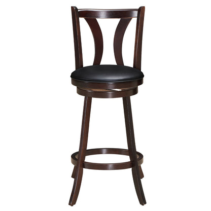 Set of 2 29.5 Inch Swivel Bar Stools with PU Leather Seats and Solid Rubber Wood Legs