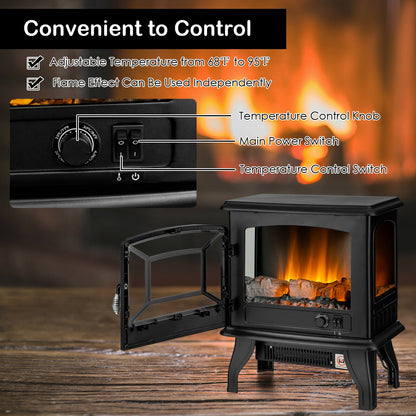 Freestanding Electric Fireplace Heater with Lifelike Dancing Flame Effect