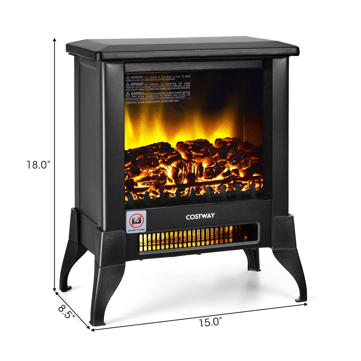 Compact Portable Electric Heater with Realistic Flame Effect