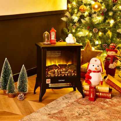 Compact Portable Electric Heater with Realistic Flame Effect
