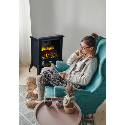 Compact Portable Electric Heater with Realistic Flame Effect
