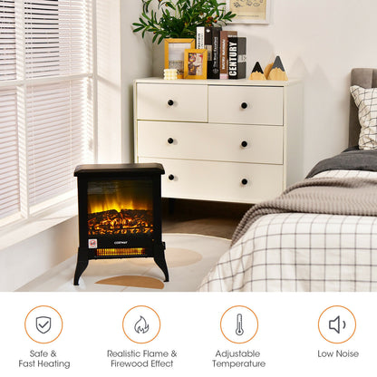 Compact Portable Electric Heater with Realistic Flame Effect