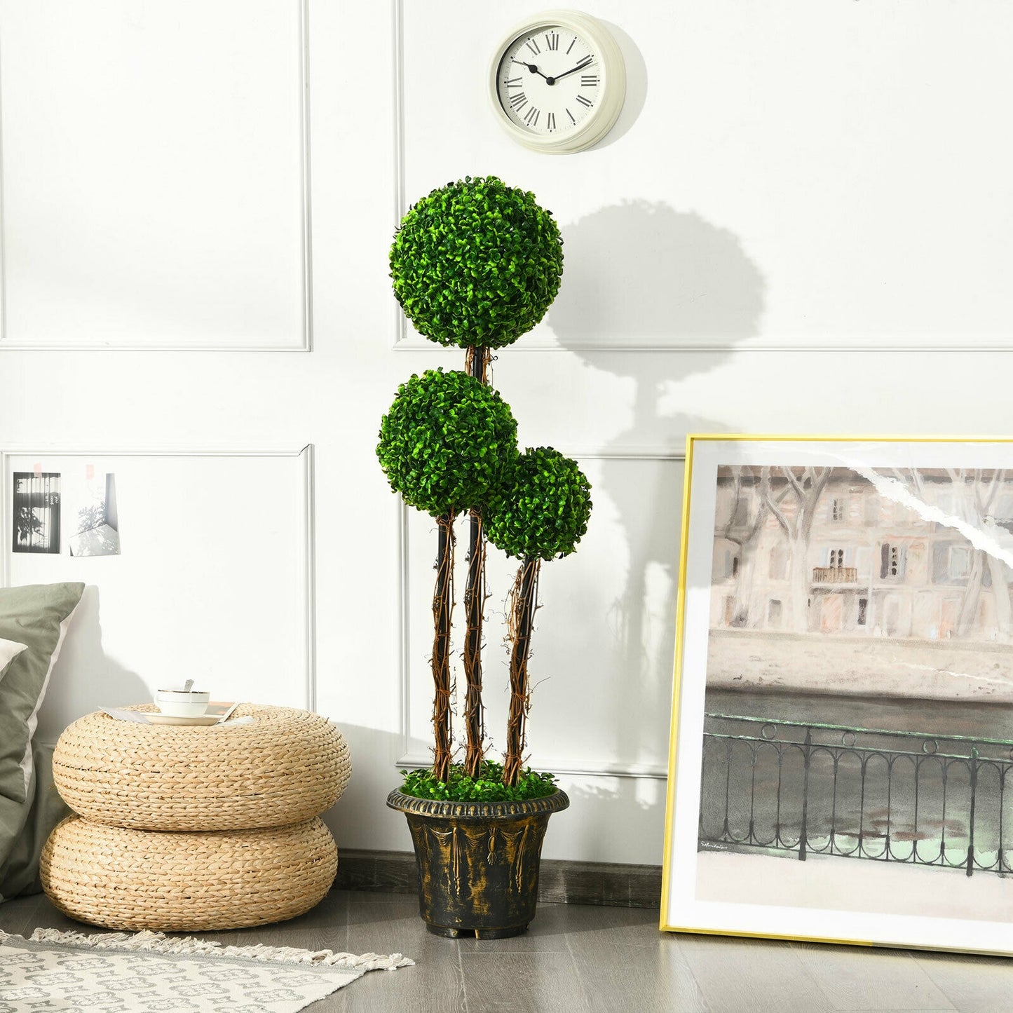 4 Feet Artificial Topiary Triple Ball Tree – Indoor & Outdoor UV-Protected Decoration