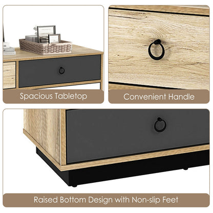 Modern 6 Drawer Double Dresser Storage Cabinet with Wide Top, Wood Organizer for Bedroom and Entryway
