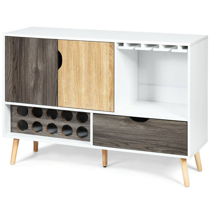 Mid Century Modern Wood Sideboard Buffet Cabinet with Storage Drawers and Doors
