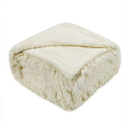 Luxurious Double-Sided Shaggy Fur & Velvet Throw Blanket - 88 x 77 Inches, Machine Washable
