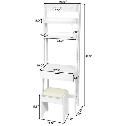 3-in-1 Modern Vanity Set with Flip Top Mirror, 6 Makeup Organizers, and Storage Shelf