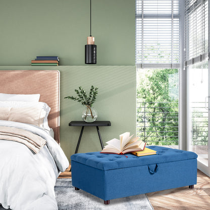 Folding Ottoman Sleeper Bed with Memory Foam Mattress - Blue