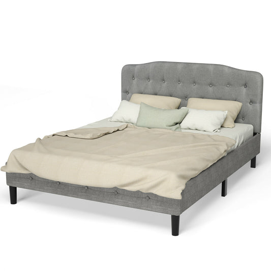 Adjustable Height Upholstered Queen Headboard - Light Grey