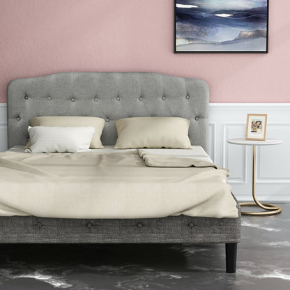 Adjustable Height Upholstered Queen Headboard - Light Grey