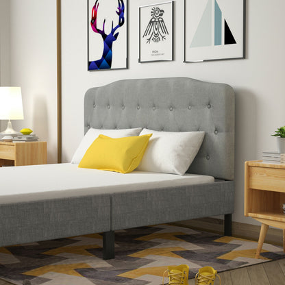 Adjustable Height Upholstered Queen Headboard - Light Grey