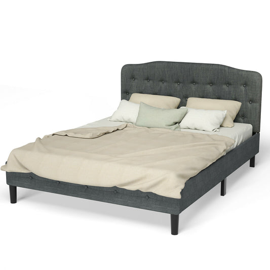 Adjustable Height Upholstered Queen Headboard - Dark Grey
