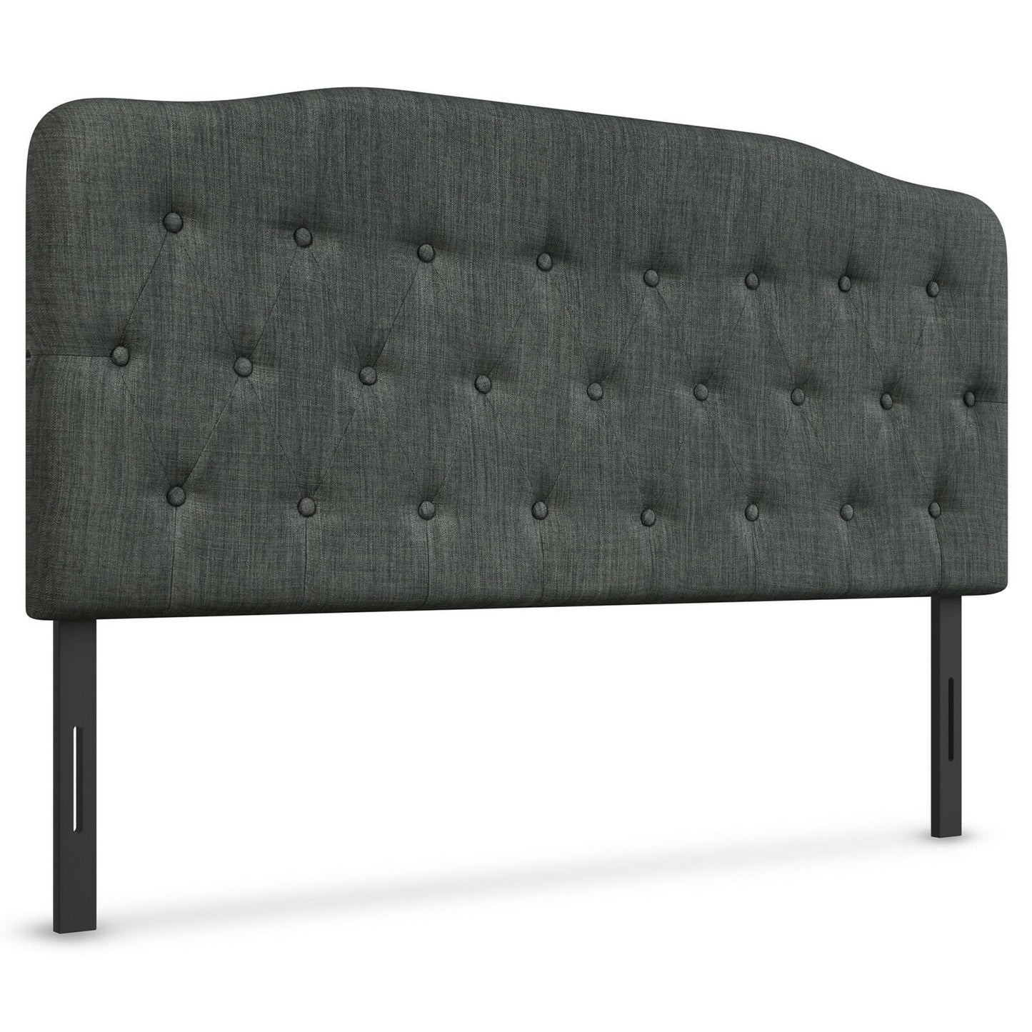 Adjustable Height Upholstered Queen Headboard - Dark Grey